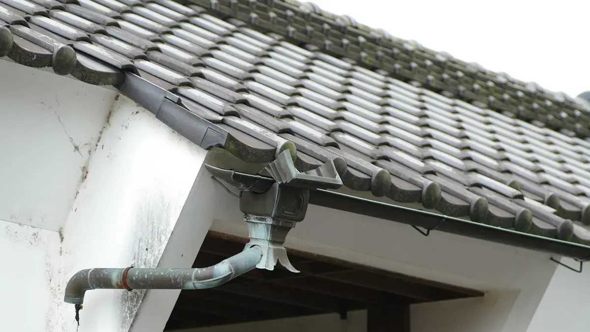White uPVC fascia boards and guttering along the roof edge of a UK home